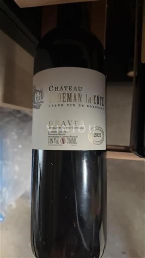 Vin Rouge sec Château Ludeman la Côte 2021 France Bordeaux Graves AOC