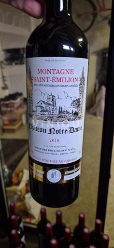 Bordeaux Montagne-saint-émilion Château Notredame 2018