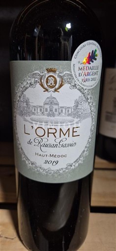 Burdeos Haut-Médoc L'orme De Rauzangassies 2019