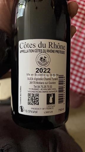 Valle del Ródano Côtes del Ródano Vignoble Charles Tyrand 2022