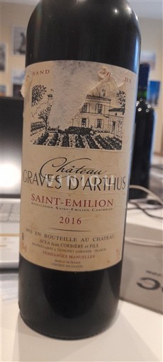 Bordeaux Saint-Émilion Château Graves D’arthus 2016