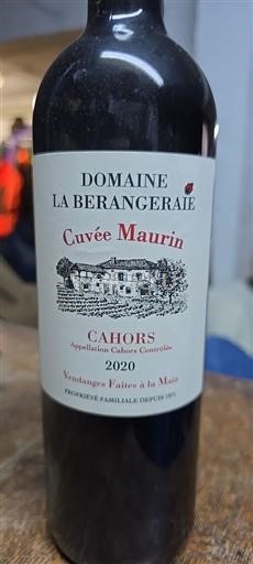 Sud-Ovest Cahors Domaine La Berangeraie Maurin 2020