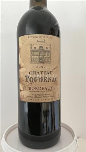 Vin Rouge sec Château Toudenac 2000 France Bordeaux AOC