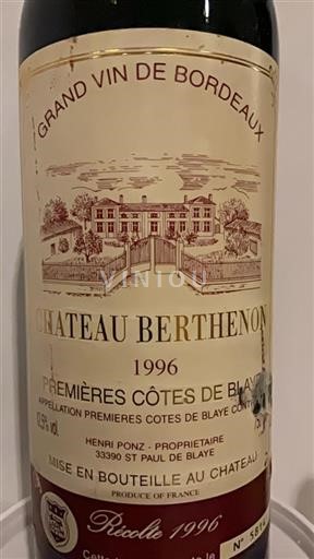 Burdeos Côtes de Blaye Château Berthenon 1996