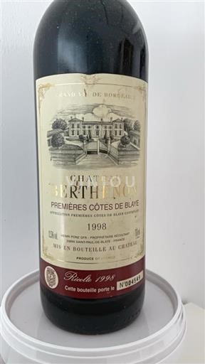Burdeos Côtes de Blaye Château Berthenon 1998