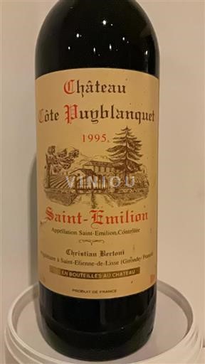 Bordeaux Saint-Émilion Château Côte Puyblanquet 1995