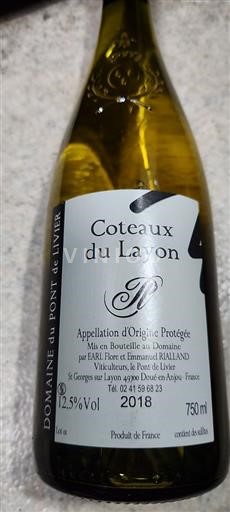 Loirevallei Coteaux du Layon Domaine Pont De Livier 2018