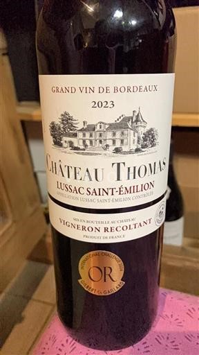 Vin Rouge sec Château Thomas 2023 France Bordeaux Lussac-saint-émilion AOC