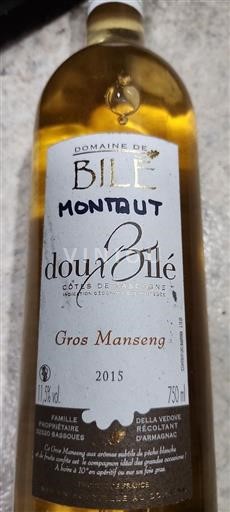 South West Côtes de Gascogne Domaine Bilé Montaut doux Bilé 2015