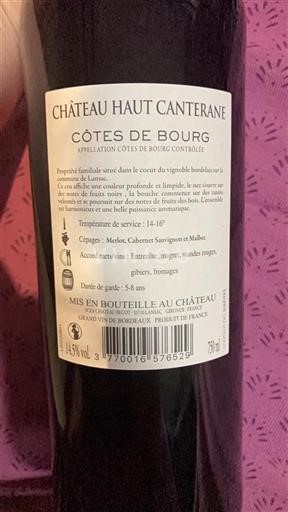 Bordeaux Côtes-de-bourg Château Haut Canterane 2019