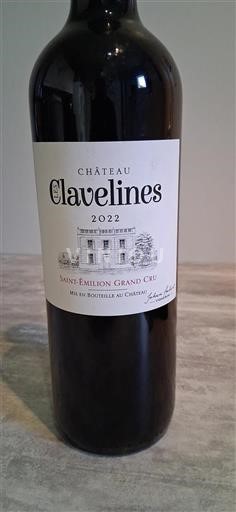 Vin Rouge sec Château Les Clavelines 2022 France Bordeaux Saint-Émilion AOC Grand Cru
