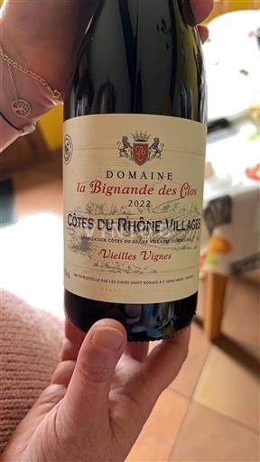Valle del Rodano Côtes-du-rhône-villages Domaine La Bignande Des Clos Vieilles Vignes 2022