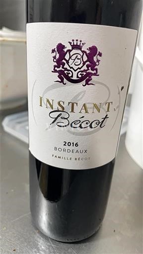 Vin Rouge sec Instant Bécot Famille Bécot 2016 France Bordeaux AOC