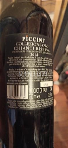 Toscana Không được chỉ định Piccini Collezione Oro 2014