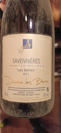 Loire-dalen Savennières Domaine Des Barres Les Bastes 2011