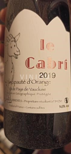 Provence, Lower Rhône Valley, Corsica Principality of Orange Cabrières Le cabri 2019