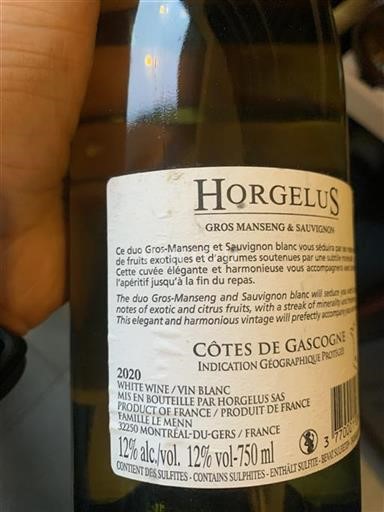 Sudoeste Côtes de Gascogne Horgelus Gros Manseng & Sauvignon 2020