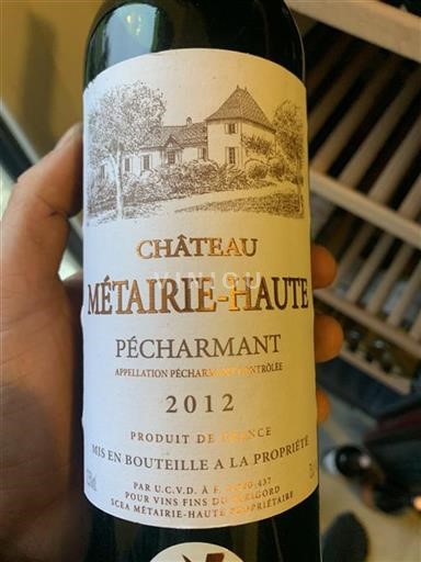Sud-Ovest Pécharmant Château Métairiehaute 2012
