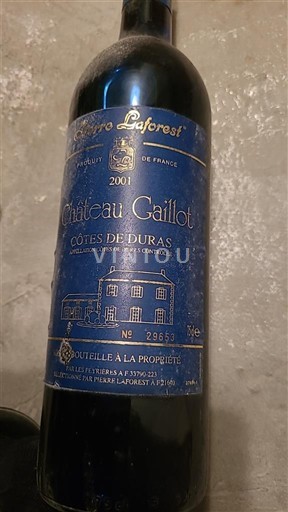 Tây Nam Côtes-de-duras Château Gaillot 2001