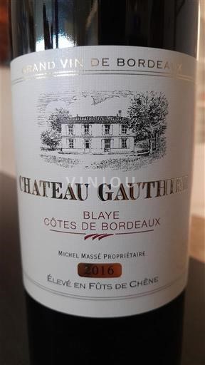 Bordeaux Blaye Côtes de Bordeaux Château Gauthier 2016