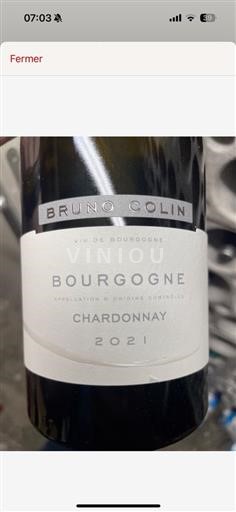 Burgundi Bourgogne AOC Domaine Bruno Colin Bourgogne Chardonnay 2021