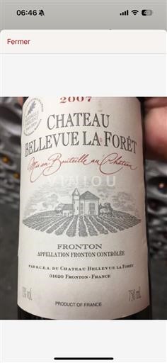 Bordeaux Blaye (blank) Château Bellevue La Fôret (blank) 2007