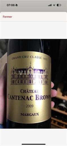 Bordeaux Margaux Grand Cru Classé Château Cantenac Brown (blank) 2009