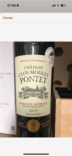 Bordeaux Bordeaux Supérieur (blank) Clos Moulin Pontet (blank) 2014