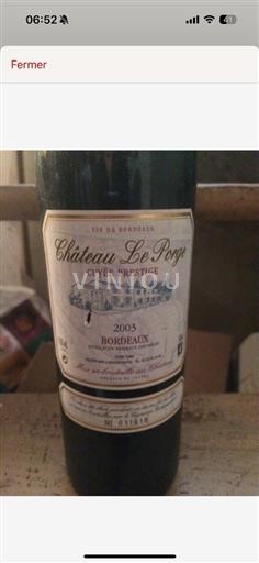 Bordeaux AOP / AOC Château Le Porge (blank) 2003