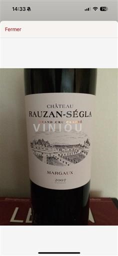 Bordeaux Margaux Grand Cru Classé Château Rauzanségla (blank) 2007