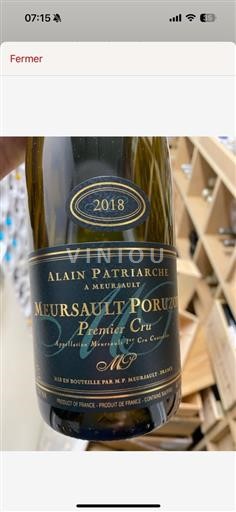 Borgogna Meursault 1er Cru Domaine Alain Patriarche Poruzot “1er Cru” 2018