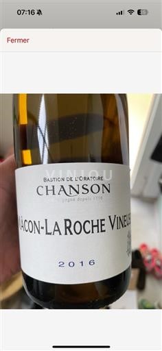 Burgundy Mâcon and Mâcon-Villages AOP / AOC Chanson Macon-La Roche Vineuse 2016