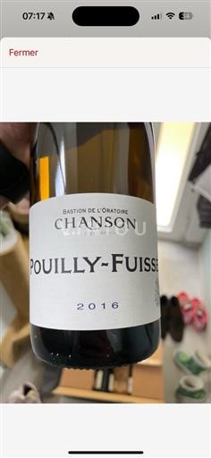 Bourgogne Pouilly-fuissé AOP / AOC Chanson Pouilly Fuissé 2016