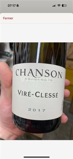 Borgogna Viré-clessé AOP / AOC Chanson Viré-Clessé 2017