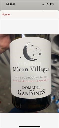 Bourgogne Mâcon et mâcon-villages (blank) Domaine Des Gandines Mâcon Village 2023