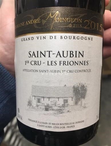 Bourgogne Saint-Aubin 1er Cru Moingeon Les Frionnes 2015