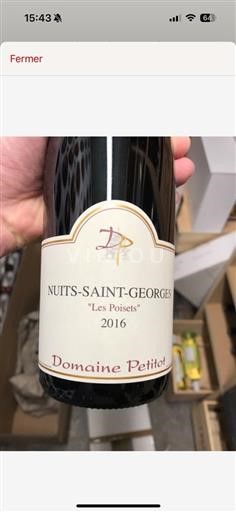 Borgoña Nuits-Saint-Georges AOP / AOC Domaine Petitot Les Poisets 2016