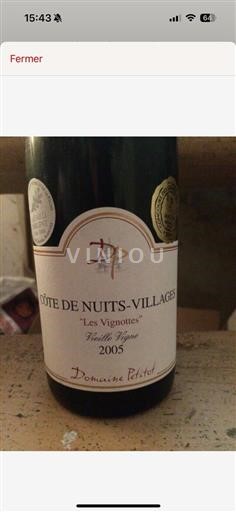 Borgoña Côte de Nuits Villages AOP / AOC Domaine Petitot Les Vignottes - Vieille Vigne 2005