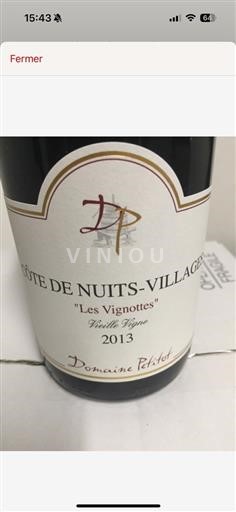 Borgoña Côte de Nuits Villages AOP / AOC Domaine Petitot Les Vignottes - Vieille Vigne 2013