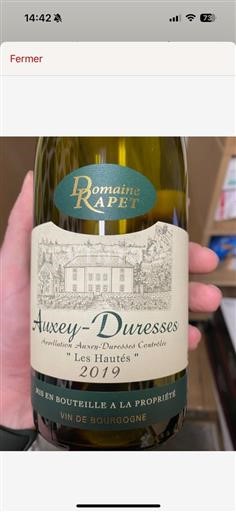 Bourgogne Auxey-duresses (blank) Domaine Rapet Les Hautés 2019
