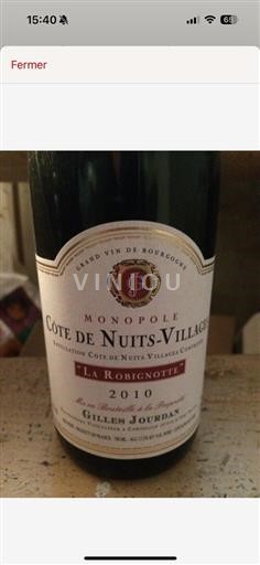 Borgonha Côte de Nuits Villages AOP / AOC Gilles Jourdan La Robignotte 2010