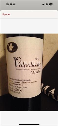 Benecija Valpolicella DOCG Monte Faustino Di Fornaser Paolo Valpolicella Clasico 2012