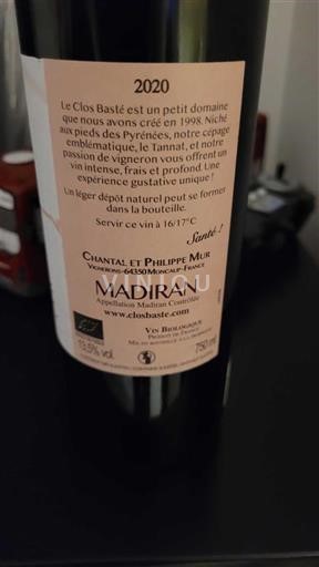 Sudoeste Madiran Clos Basté 2020