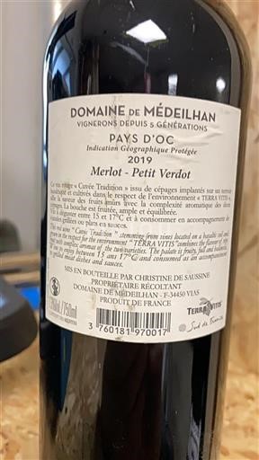 Linguadoca e Rossiglione Paese d'Oc Domaine Meilhan Tradition 2019