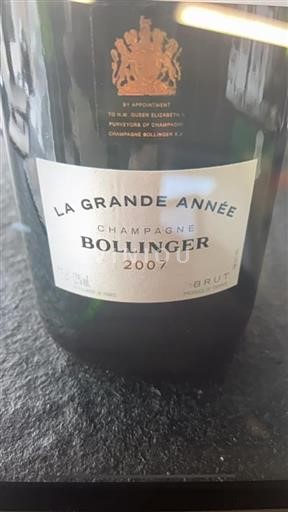 Champagne Bollinger La Grande Année 2007