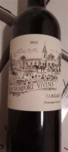 Bordeaux Margaux Grand Cru Château Durfortvivens Le Relais de Durfort-Vivens 2015