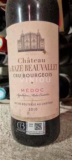 Bordéus Médoc Cru Bourgeois Château La Raze Beauvallet 2010