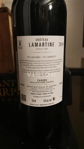 Sudoeste Cahors Château Lamartine Traditionnelle 2019