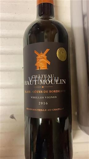 Bordeaux Blaye-côtes-de-bordeaux Château Hautmoulin Vieilles Vignes 2016