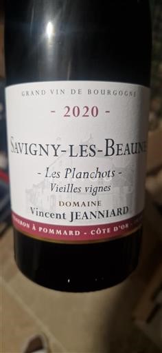 Bourgogne Savigny-lès-Beaune Grand Cru Vincent Jeanniard Les Planchots Vieilles vignes 2020
